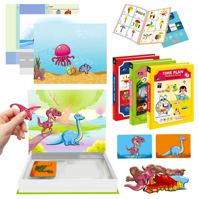 Puzzle Magnetic Jigsaw Puzzle Drawing Board Two-In-One Thing Cognitive Magnetic Attraction Jigsaw Board Storage Box Children'S Toys - Image 3